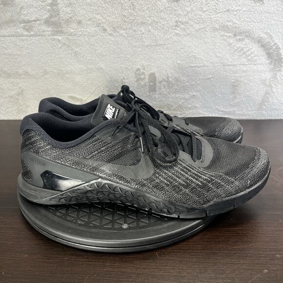 Nike Metcon 3 Mens Size 13 Triple Black Crossfit Gym Training lace Up Shoes - Picture 1 of 10